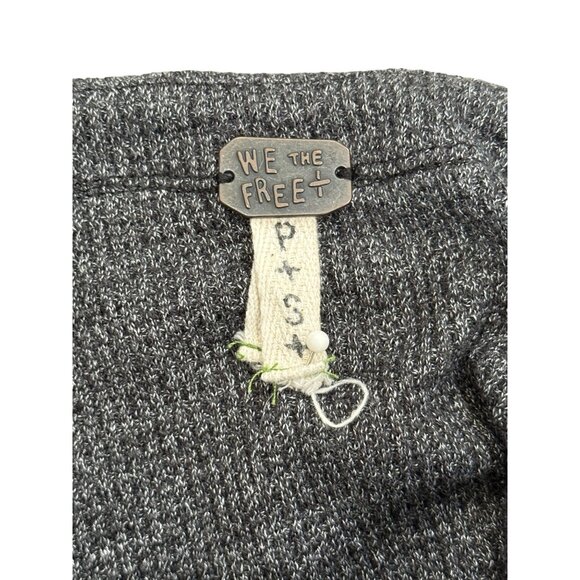 Free People Grey Blossom Thermal Top Boho Womens Size M - Picture 5 of 8